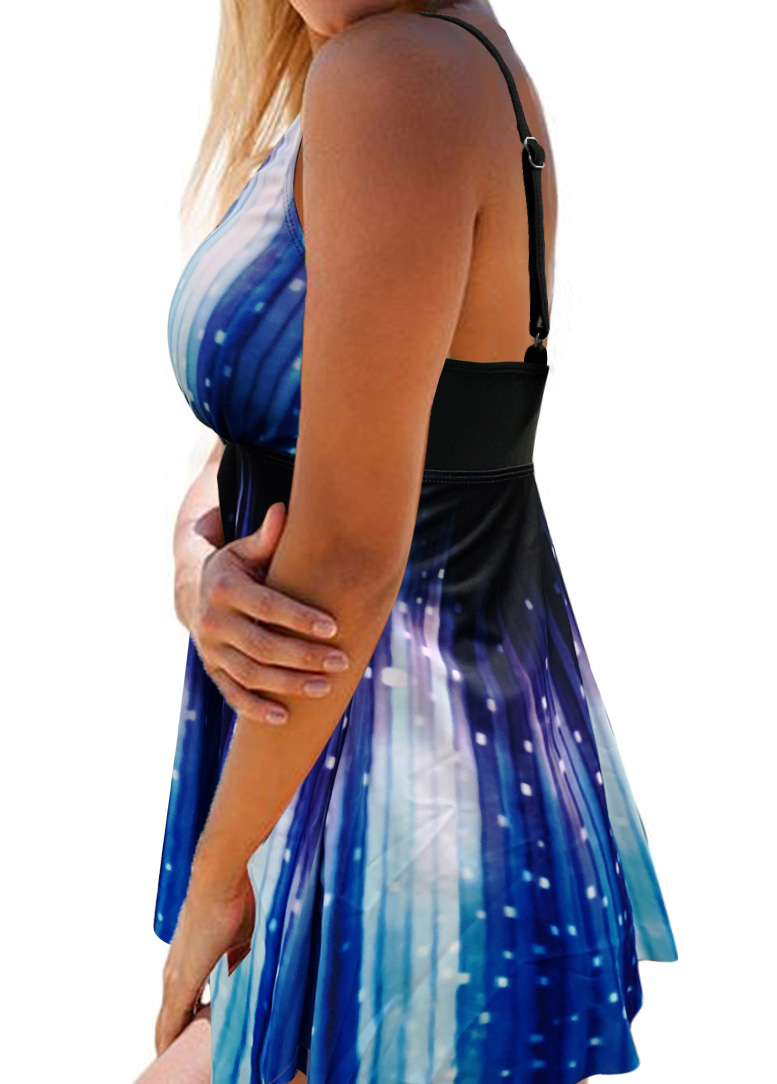 Printed Open Back Swimdress and Panty