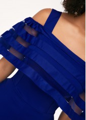 Zipper Back Strappy Cold Shoulder Overlay Jumpsuit