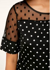 Short Sleeve Polka Dot Lace Patchwork Blouse