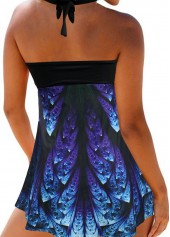 Printed Bowknot Halter Neck Embellished Swimdress and Panty