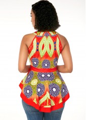 Tribal Print Sleeveless Orange Red T Shirt