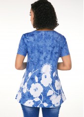 Printed Lace Trim Short Sleeve T Shirt