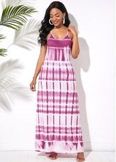Spaghetti Strap Printed Ladder Cutout Back Maxi Dress