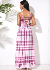 Spaghetti Strap Printed Ladder Cutout Back Maxi Dress