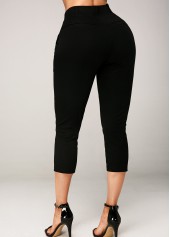 Black Side Pocket Elastic Waist Crop Pants