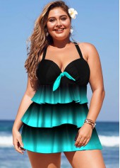 Gradient Plus Size Layered Hem Swimdress and Panty