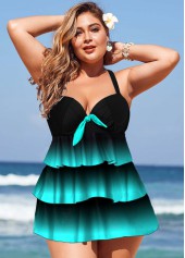 Gradient Plus Size Layered Hem Swimdress and Panty