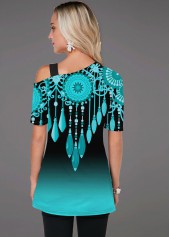 Gradient Tribal Print Short Sleeve T Shirt