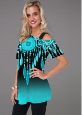 Gradient Tribal Print Short Sleeve T Shirt