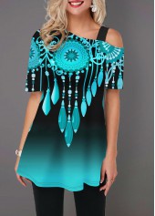 Gradient Tribal Print Short Sleeve T Shirt