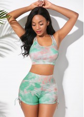 High Waisted Tie Dye Drawstring Side Bikini Set