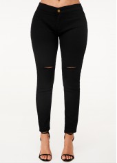 Black High Waist Shredded Skinny Jeans