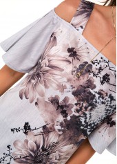 Printed Strappy Cold Shoulder T Shirt