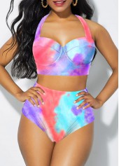 High Waist Halter Tie Dye Bikini Set