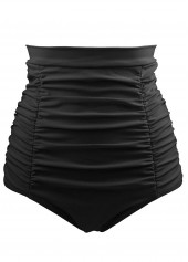 High Waist Ruched Black Swimwear Panty