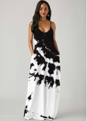 Side Pocket Tie Dye Spaghetti Strap Maxi Dress