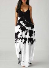 Side Pocket Tie Dye Spaghetti Strap Maxi Dress