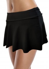 High Waist Ruffle Hem Black Swim Skirt 