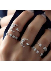 Silver Metal Bohemian Geometric Shape Ring Set for Women