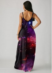 Starry Night Print Side Pocket Maxi Dress