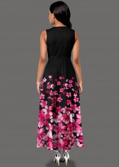 Side Pocket Sleeveless Floral Print Maxi Dress