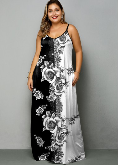 Rosewe Tie Dye Print Spaghetti Strap Plus Size Dress - 1X