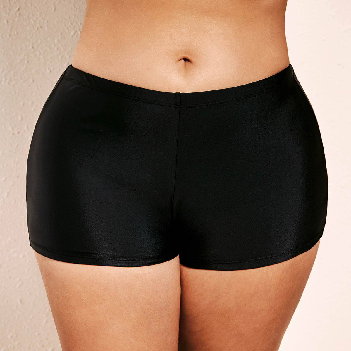 Polka Dot Print Black Swimdress and Shorts