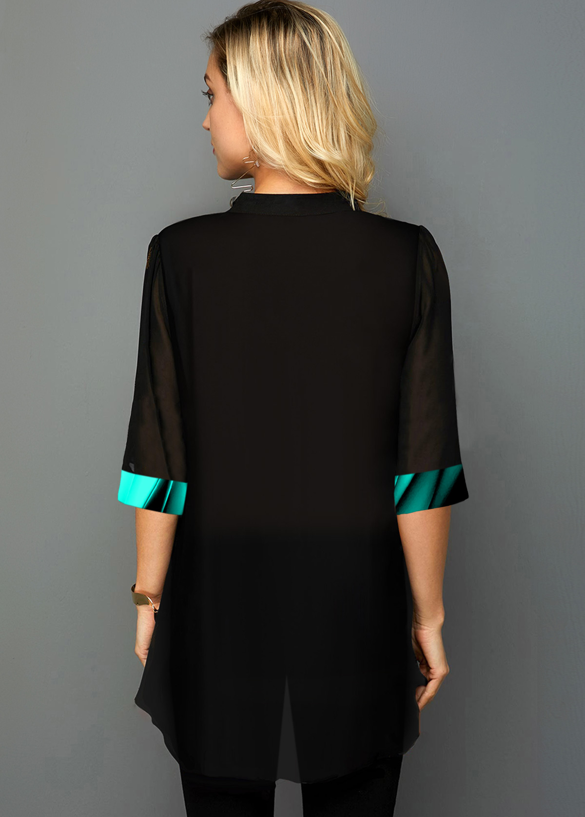 Spaghetti Strap Three Quarter Sleeve Printed Blouse