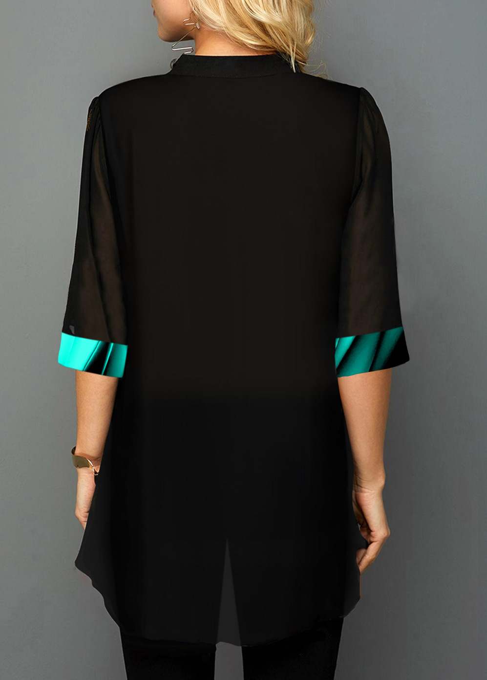 Spaghetti Strap Three Quarter Sleeve Printed Blouse