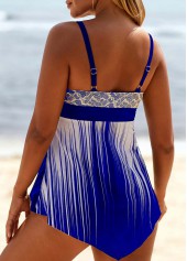 Lace Panel Royal Blue Spaghetti Strap Swimdress and Panty
