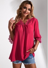 Lantern Sleeve Secret Garden Lace Panel Blouse