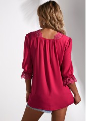 Lantern Sleeve Secret Garden Lace Panel Blouse