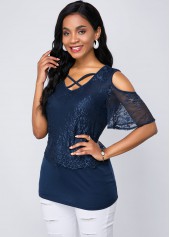 V Neck Criss Cross Short Sleeve T Shirt