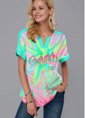 Rainbow Color Short Sleeve Printed T Shirt