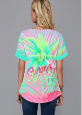 Rainbow Color Short Sleeve Printed T Shirt
