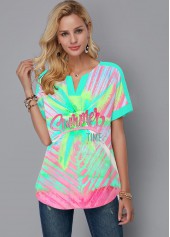 Rainbow Color Short Sleeve Printed T Shirt