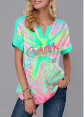 Rainbow Color Short Sleeve Printed T Shirt