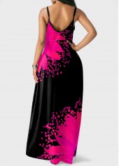 Side Pocket Sunflower Print Spaghetti Strap Dress