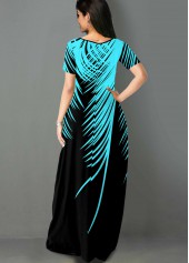 Palm Leaf Print Side Pocket Maxi Dress