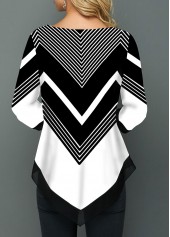 Asymmetric Hem Chevron Print T Shirt