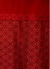 Long Sleeve Lace Panel Round Neck T Shirt