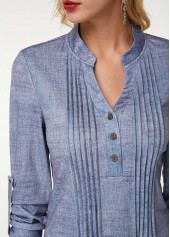 Floral Print Split Neck Crinkle Chest Blouse