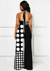 Black Polka Dot Cross Halter Jumpsuit