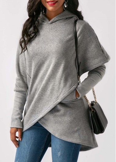 Rosewe Women Hoodie Grey Long Sleeve - M