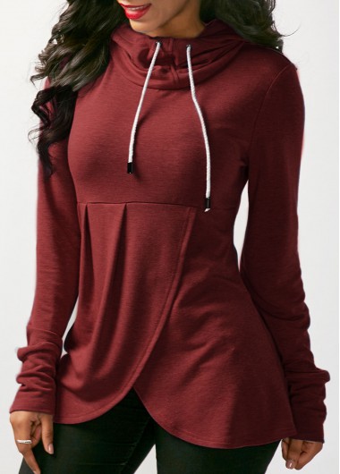 asymmetric hem long sleeve hoodie