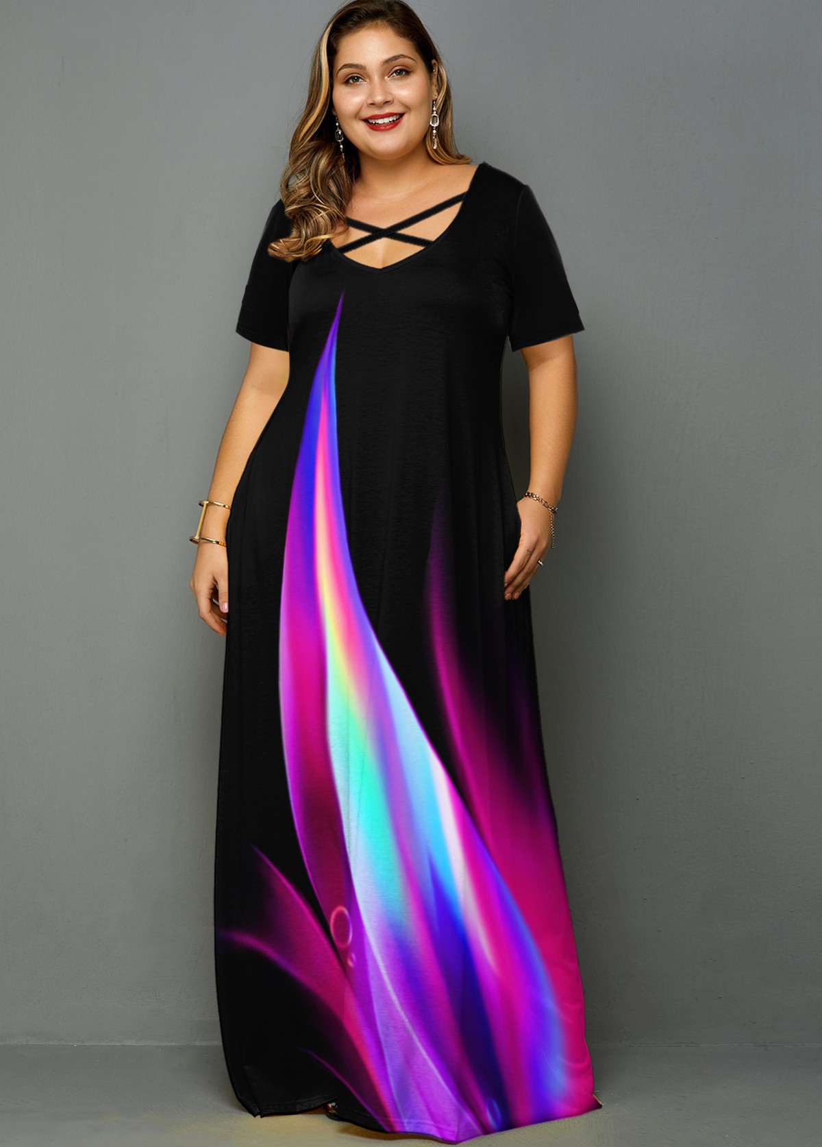 rainbow plus size maxi dresses