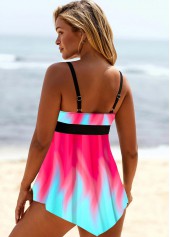 Asymmetric Hem Lace Up Printed Swimdress Top-No Bottom