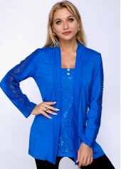 Lace Panel Faux Two Piece T Shirt