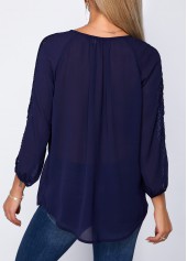 Lace Panel Three Quarter Sleeve Blouse