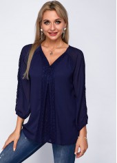 Lace Panel Three Quarter Sleeve Blouse
